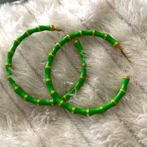 Green Enamel Hoop Earrings possibly Lilly.